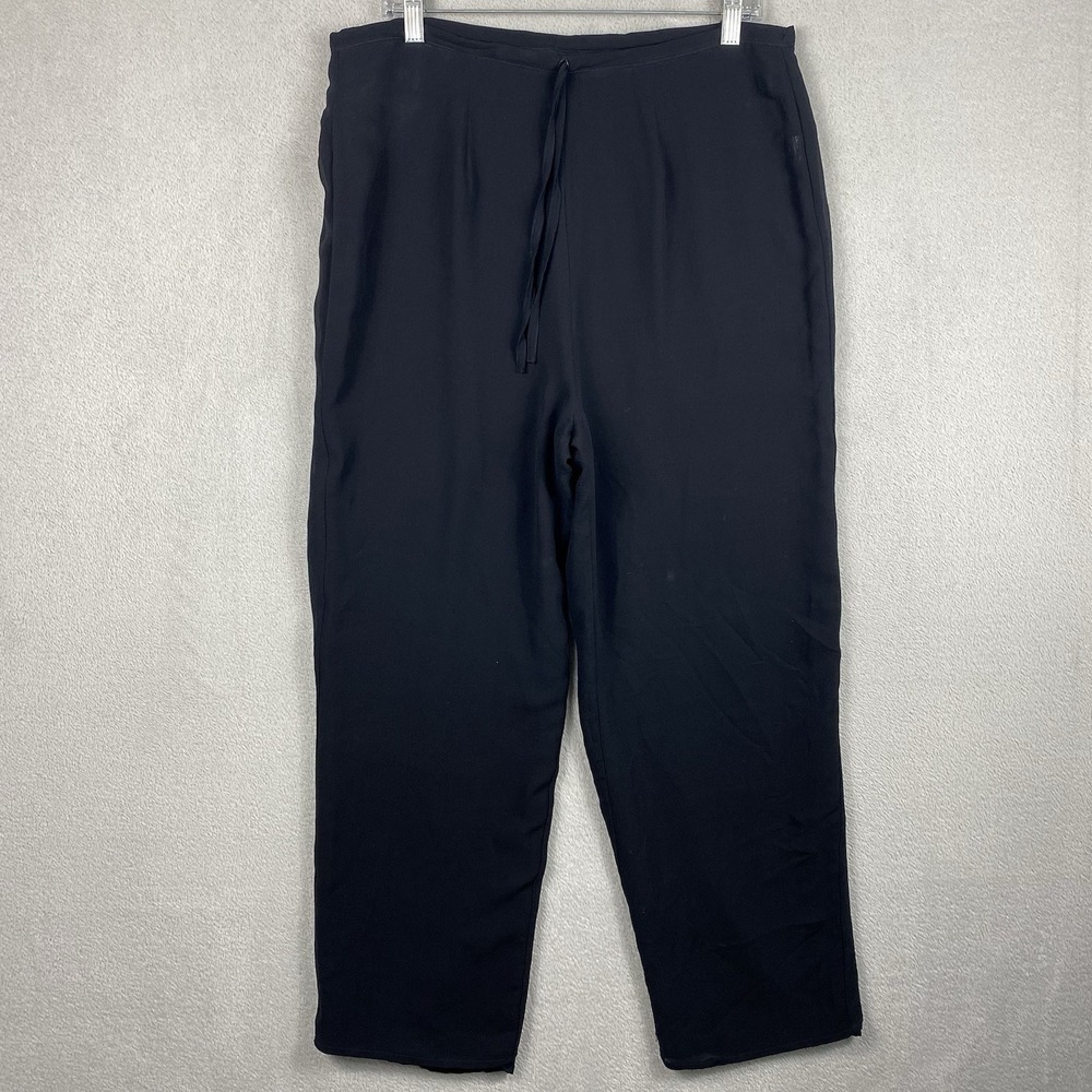 Ballinger Silk Straight Leg Lagenlook Pants Womens S Black Minimal Quiet Luxury